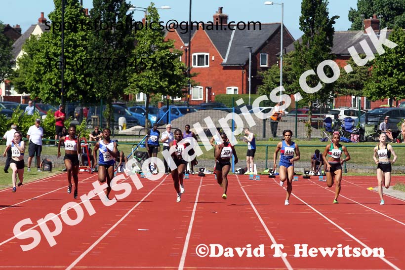 Womens under-20s 100 metres, 2021 Northern Senior and Under-20s Champs., Leigh. Photo: David T. Hewitson/Sports for All Pics